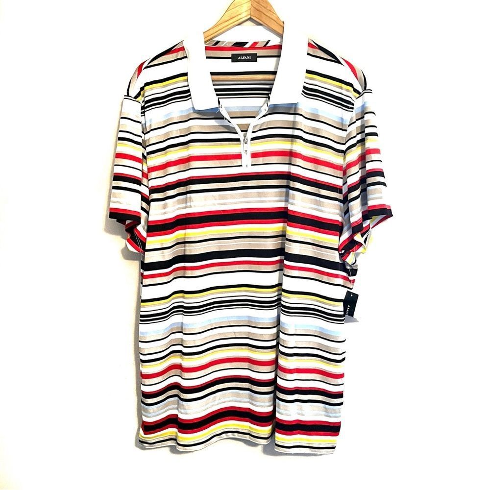 NWT Men’s Alfani Striped Multicolor Polo Size XXL